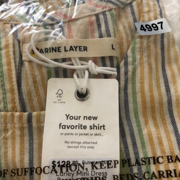 Marine Layer Laney Mini Dress Beachy Stripe  NWT  L - Picture 8 of 8